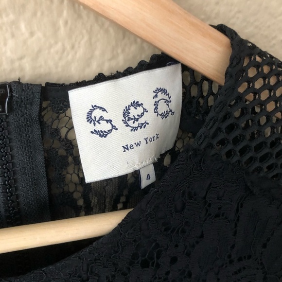 Sea New York Black Lace Peplum Top Size 4 - Picture 4 of 5